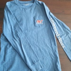A Vineyard Vines, blue Football theme, long sleeve t-shirt, Size M
